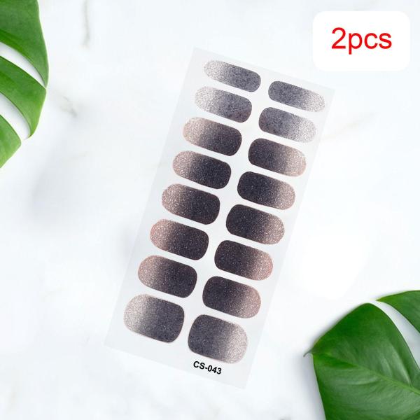 2 個ネイルステッカープレスオンネイルグリッターネイル用品ホームネイルサロンスタイル C