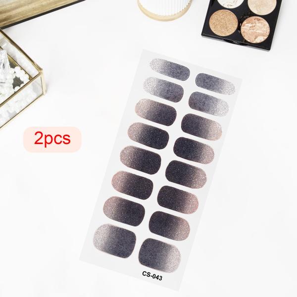 2 個ネイルステッカープレスオンネイルグリッターネイル用品ホームネイルサロンスタイル C