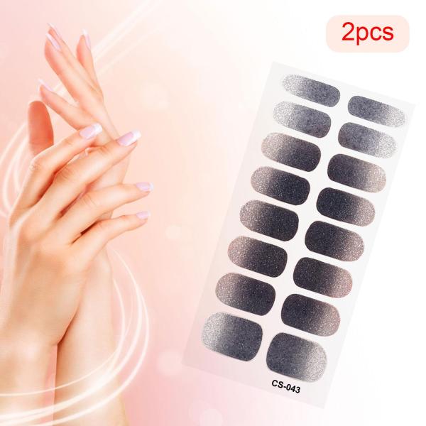2 個ネイルステッカープレスオンネイルグリッターネイル用品ホームネイルサロンスタイル C