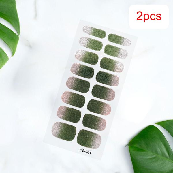 2 個ネイルステッカープレスオンネイルグリッターネイル用品ホームネイルサロンスタイル D