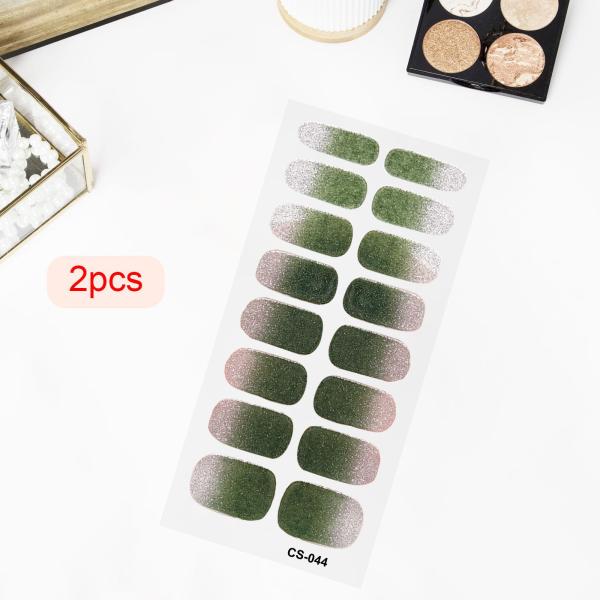 2 個ネイルステッカープレスオンネイルグリッターネイル用品ホームネイルサロンスタイル D