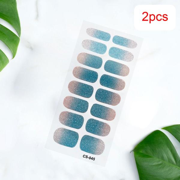 2 個ネイルステッカープレスオンネイルグリッターネイル用品ホームネイルサロンスタイル E