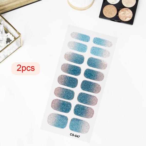 2 個ネイルステッカープレスオンネイルグリッターネイル用品ホームネイルサロンスタイル E