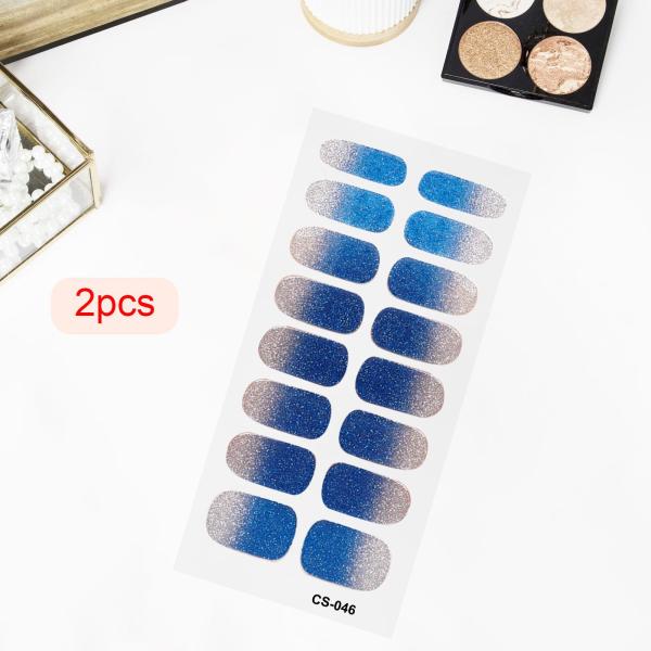 2 個ネイルステッカープレスオンネイルグリッターネイル用品ホームネイルサロンスタイル F