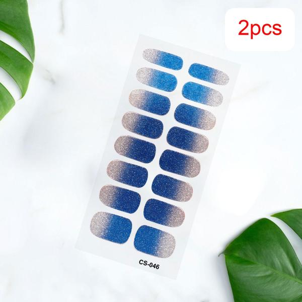 2 個ネイルステッカープレスオンネイルグリッターネイル用品ホームネイルサロンスタイル F