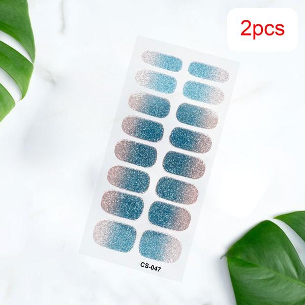 2 個ネイルステッカープレスオンネイルグリッターネイル用品ホームネイルサロンスタイル G