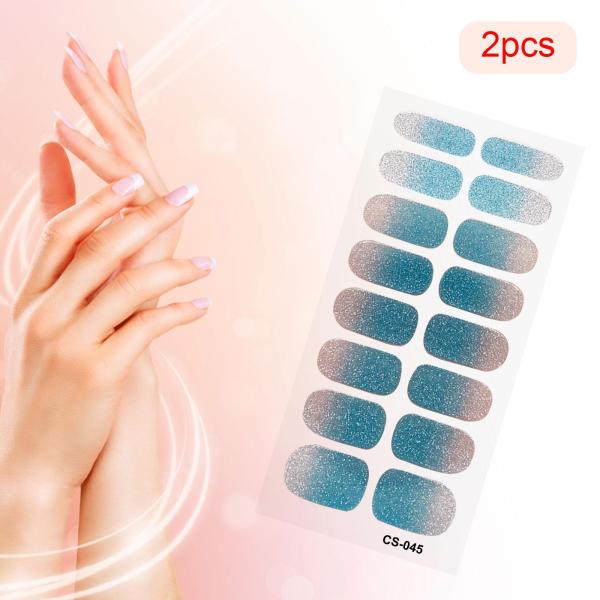 2 個ネイルステッカープレスオンネイルグリッターネイル用品ホームネイルサロンスタイル G
