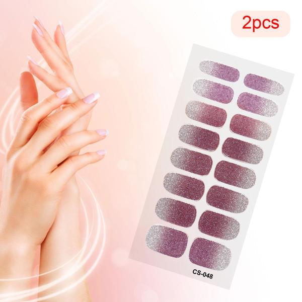 2 個ネイルステッカープレスオンネイルグリッターネイル用品ホームネイルサロンスタイル H