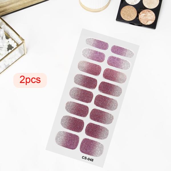 2 個ネイルステッカープレスオンネイルグリッターネイル用品ホームネイルサロンスタイル H