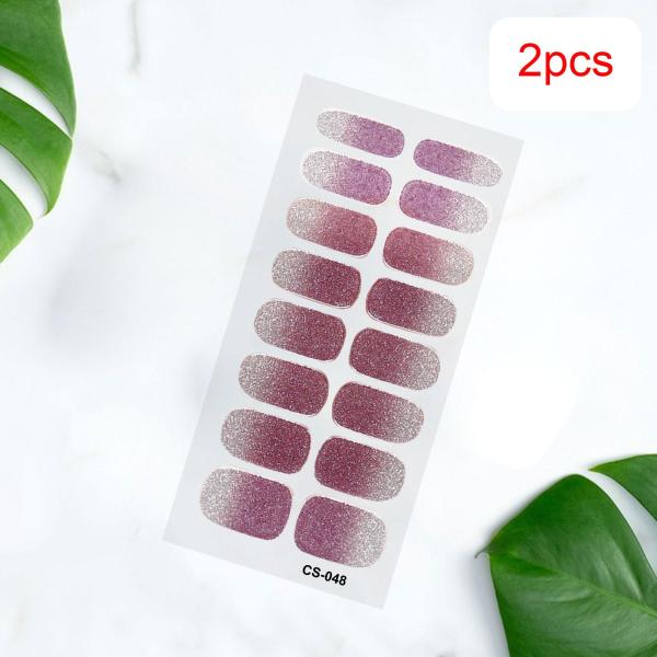 2 個ネイルステッカープレスオンネイルグリッターネイル用品ホームネイルサロンスタイル H
