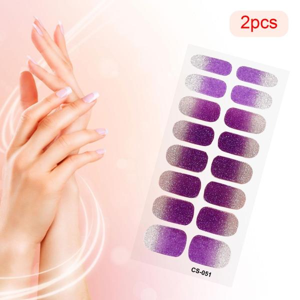 2 個ネイルステッカープレスオンネイルグリッターネイル用品ホームネイルサロンスタイル K