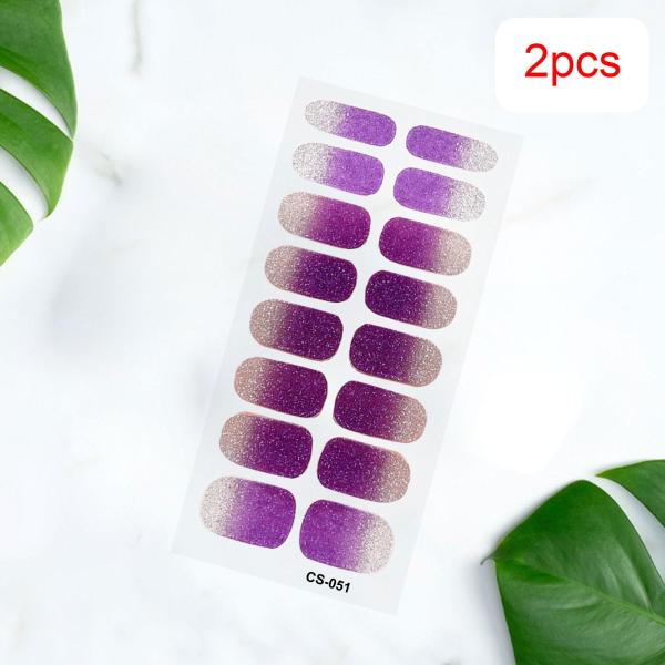 2 個ネイルステッカープレスオンネイルグリッターネイル用品ホームネイルサロンスタイル K
