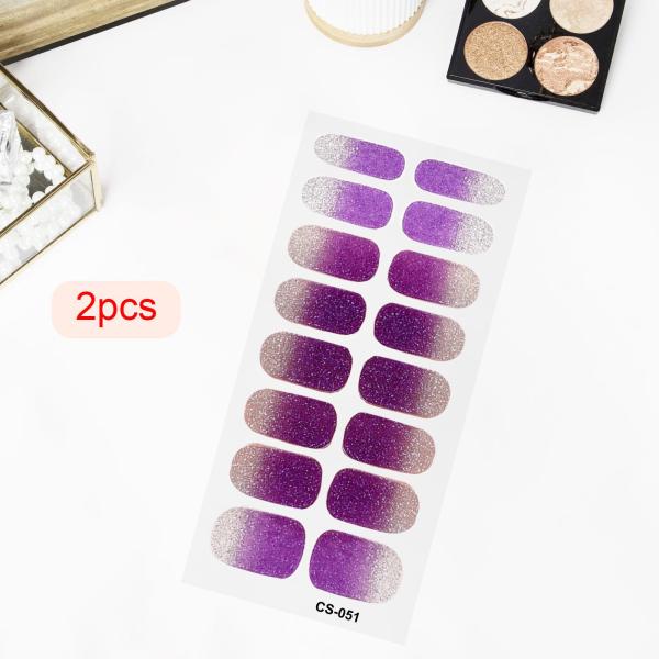 2 個ネイルステッカープレスオンネイルグリッターネイル用品ホームネイルサロンスタイル K