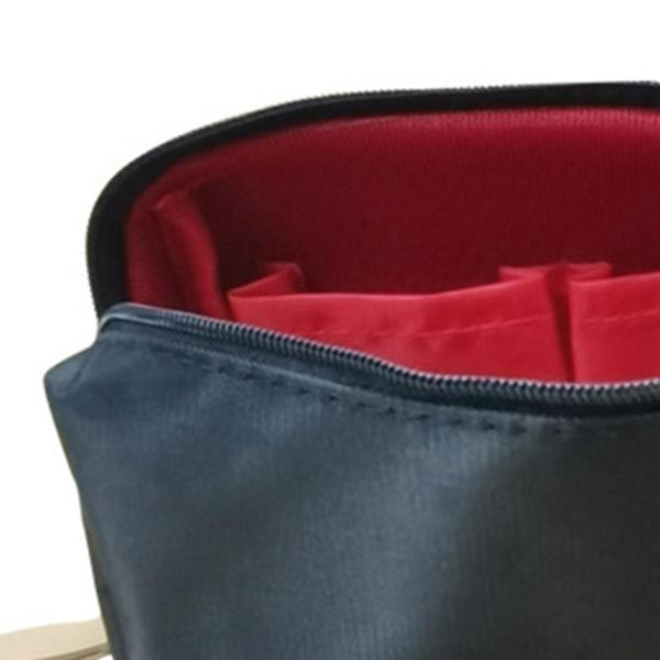 仕切り付き化粧ポーチ ブラシ ヘアツール用収納バッグ レディース スモール レッド