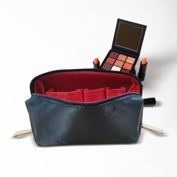 仕切り付き化粧ポーチ ブラシ ヘアツール用収納バッグ レディース スモール レッド