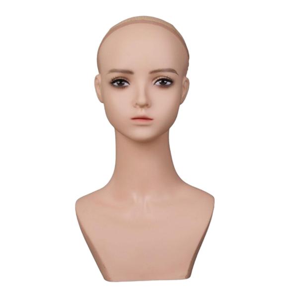 女性マネキンヘッド メイク付き 軽量 多目的 リアル ウィッグ