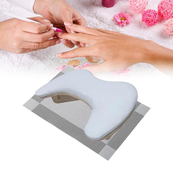 PUレザーU字型アームレストネイルハンドレストホームDIYサロンアクリルネイル用ホワイトグレーマット付き