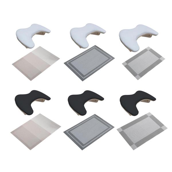 PUレザーU字型アームレストネイルハンドレストホームDIYサロンアクリルネイル用ホワイトグレーマット付き