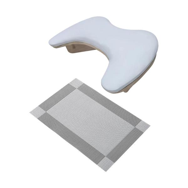 PUレザーU字型アームレストネイルハンドレストホームDIYサロンアクリルネイル用ホワイトグレーマット付き