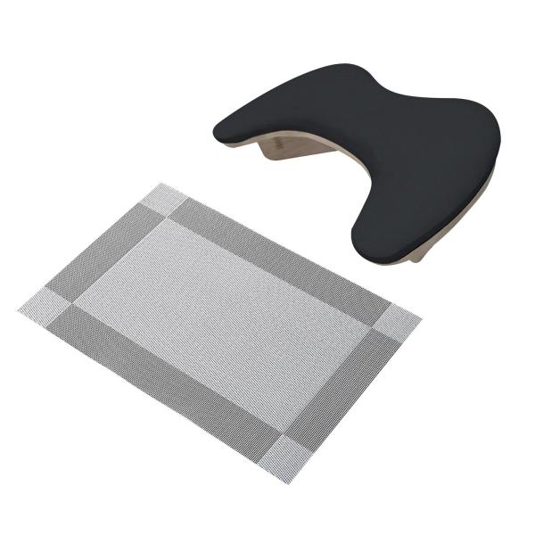 PUレザーU字型アームレストネイルハンドレストホームDIYサロンアクリルネイル用ブラックグレーマット付き