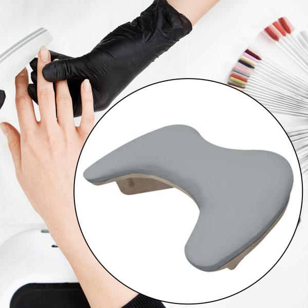 ネイル用アームレストクッション 木製スタンド U字型 自宅マニキュア ネイルサロン用 グレー