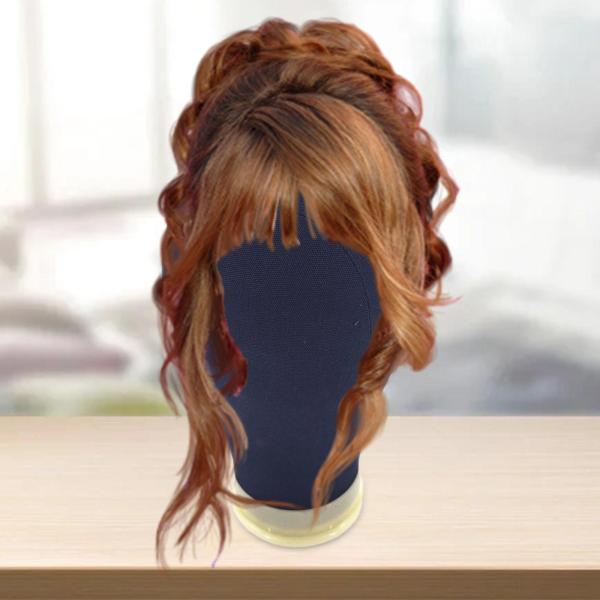 ウィッグヘッドモデル ヘッドフォンラック 帽子ディスプレイスタンド サロン用 ヘッドセット ヘッドドレス ダークブルー