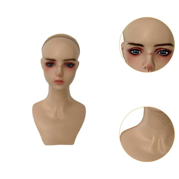 女性マネキンヘッドウィッグディスプレイスタンド イヤリング穴付き リアルなウィッグヘッドスタンド サングラス ネックレス 帽子用ウィッグホルダー