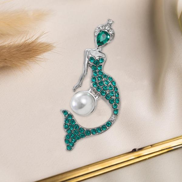 ラインストーン レディース コサージュピン レディース ブローチ ラペルピン チャイナドレス コート ドレス用 グリーン