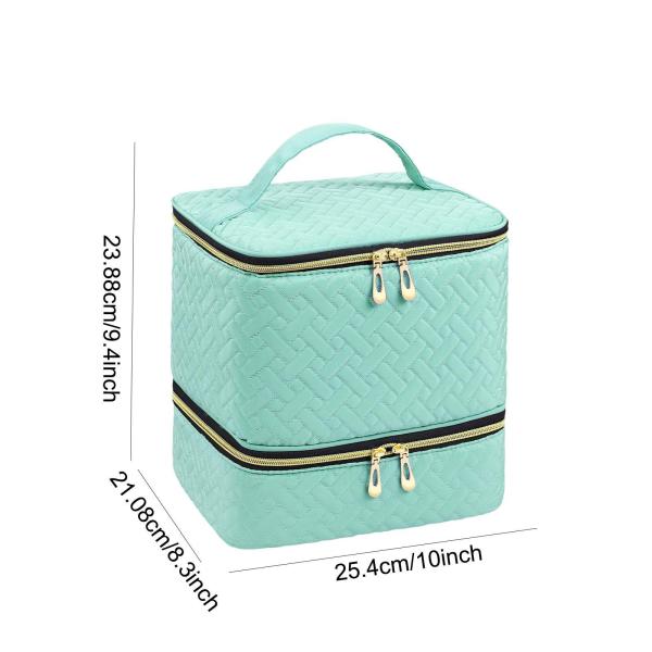 ネイルポリッシュオーガナイザーバッグ 丈夫な二重層 ネイルポリッシュ マニキュアツール用 グリーン