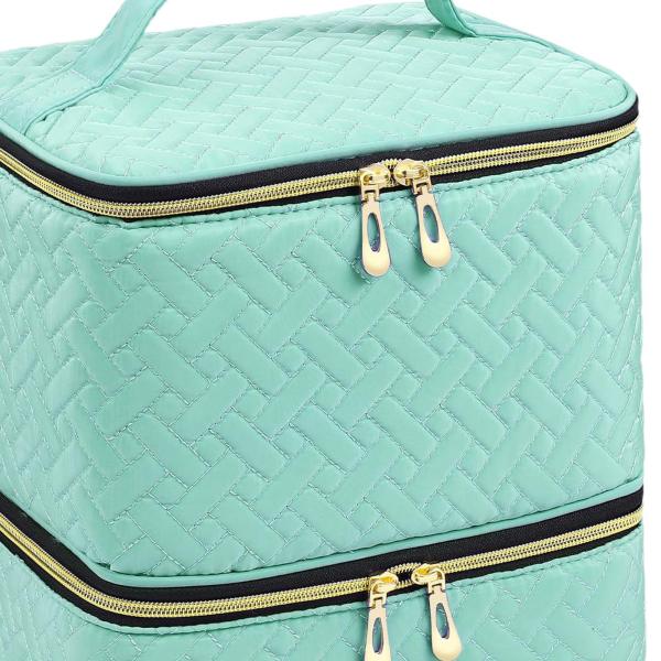 ネイルポリッシュオーガナイザーバッグ 丈夫な二重層 ネイルポリッシュ マニキュアツール用 グリーン