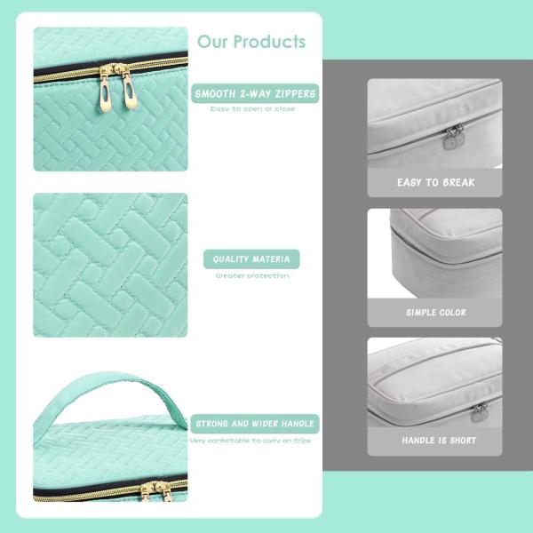 ネイルポリッシュオーガナイザーバッグ 丈夫な二重層 ネイルポリッシュ マニキュアツール用 グリーン