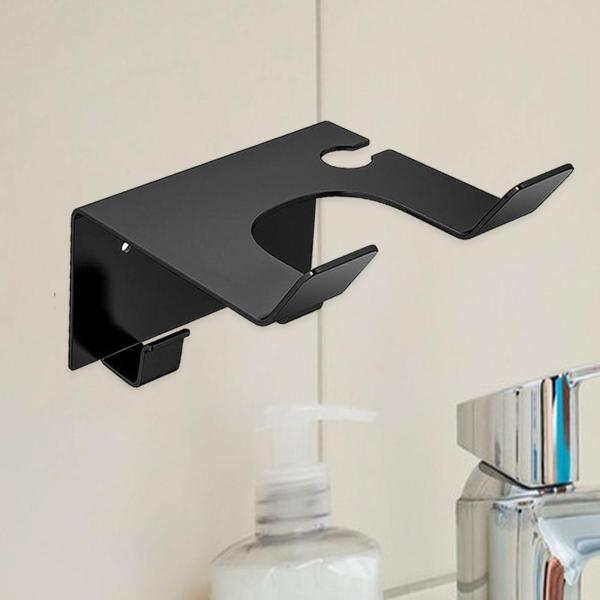 ステンレススチール製ヘアドライヤーホルダー収納ラック 壁掛け 浴室 理髪店用 ブラック