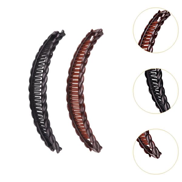 2x 大型バナナクリップ ヘアバレッタ スタイリング フレキシブル ビンテージ ポニーテール ヘアホルダー バナナクリップ 女性 女の子 太い細い髪用