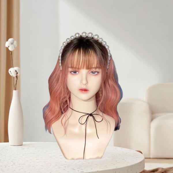 女性マネキンヘッド マネキン PVCヘッド プロフェッショナル多目的ウィッグディスプレイスタンド メイクアップ付き ネックレス ウィッグ 帽子ディスプ