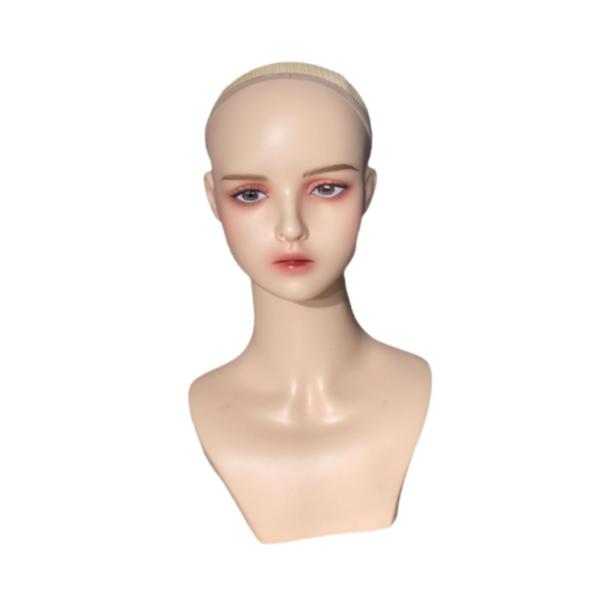 女性マネキンヘッド マネキン PVCヘッド プロフェッショナル多目的ウィッグディスプレイスタンド メイクアップ付き ネックレス ウィッグ 帽子ディスプ