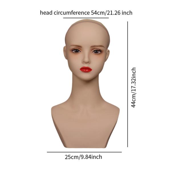 ショルダーマネキンヘッド付き女性マネキンヘッド軽量美容マネキンウィッグディスプレイスタンドキャップヘアスタイリング帽子用