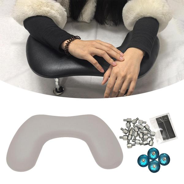 PU レザー U 字型アームレスト調節可能な高さサロン用取り外し可能パーソナルミルクコーヒー色