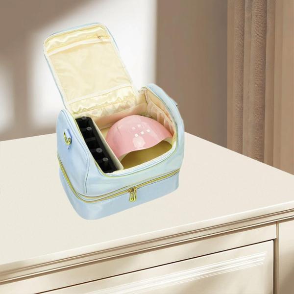 マニキュアオーガナイザーバッグ 2段 エッセンシャルオイルマニキュアセット用 トラベルブルー