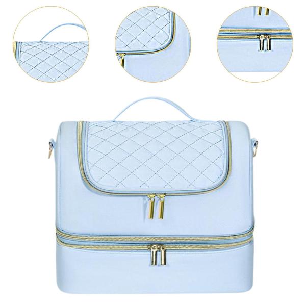 マニキュアオーガナイザーバッグ 2段 エッセンシャルオイルマニキュアセット用 トラベルブルー
