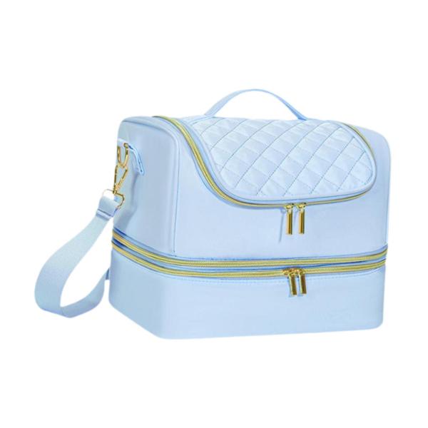 マニキュアオーガナイザーバッグ 2段 エッセンシャルオイルマニキュアセット用 トラベルブルー