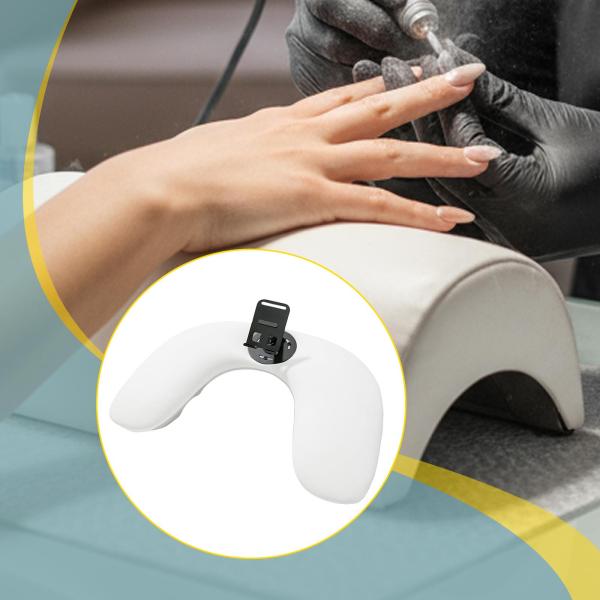 ネイルテクニシャン用 PUレザー U字型アームレスト 取り外し可能な電話ホルダー付き ホワイト