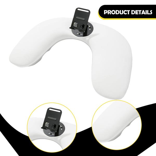 ネイルテクニシャン用 PUレザー U字型アームレスト 取り外し可能な電話ホルダー付き ホワイト