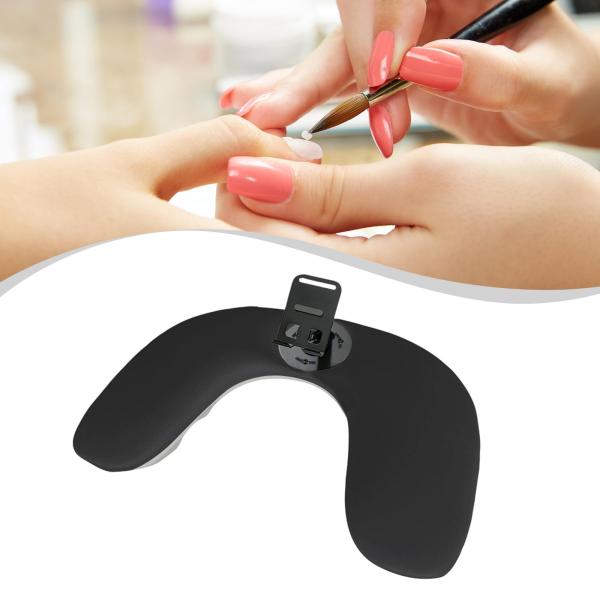 ネイルテクニシャン用 PUレザー U字型アームレスト 取り外し可能な電話ホルダー付き ブラック
