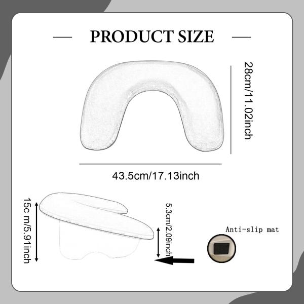 ネイルテクニシャン用 PUレザー U字型アームレスト 取り外し可能な電話ホルダー付き ブラック