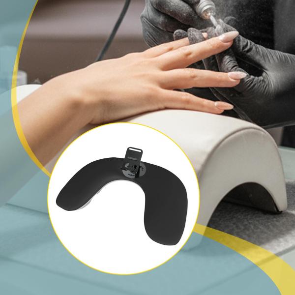 ネイルテクニシャン用 PUレザー U字型アームレスト 取り外し可能な電話ホルダー付き ブラック