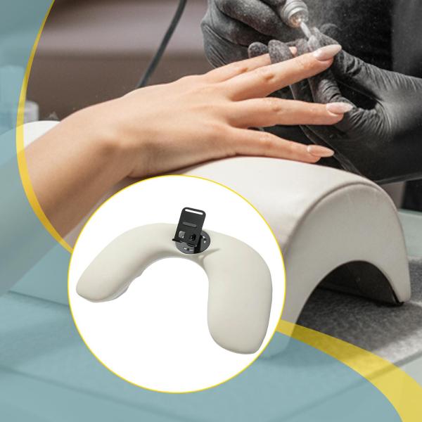 ネイルテクニシャン用 PUレザー U字型アームレスト 取り外し可能な電話ホルダー付き アプリコット