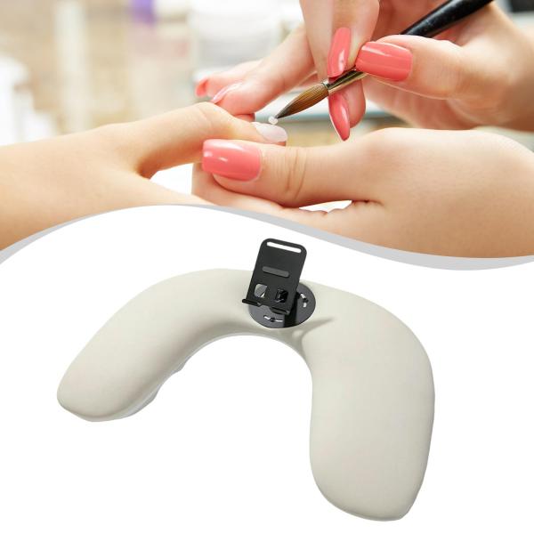 ネイルテクニシャン用 PUレザー U字型アームレスト 取り外し可能な電話ホルダー付き アプリコット