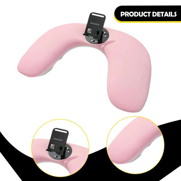 ネイルテクニシャン用 PUレザー U字型アームレスト 取り外し可能な電話ホルダー付き ピンク