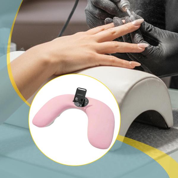 ネイルテクニシャン用 PUレザー U字型アームレスト 取り外し可能な電話ホルダー付き ピンク