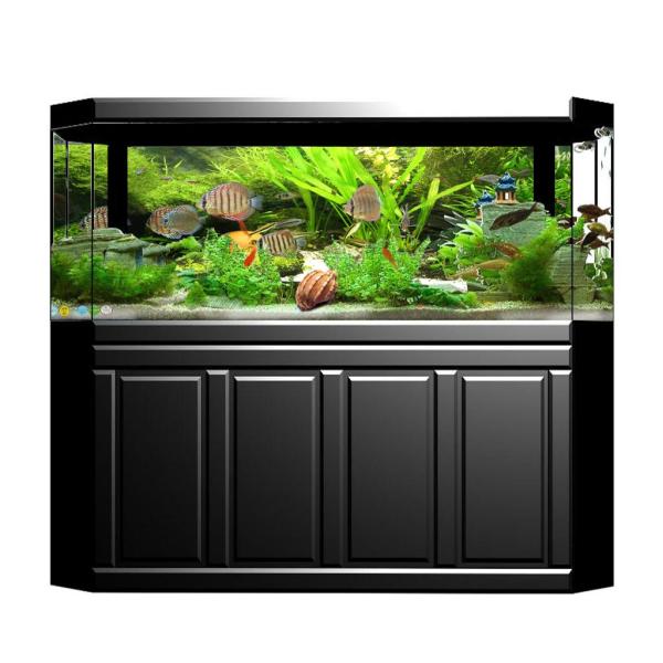 水族館の背景ステッカー、片面壁紙水槽の背景水生植物＆魚 - XXL